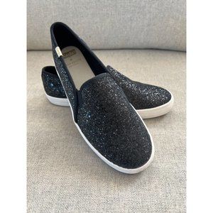 KATE SPADE KEDS Black Glitter Sneakers Sz 8.5 NEW